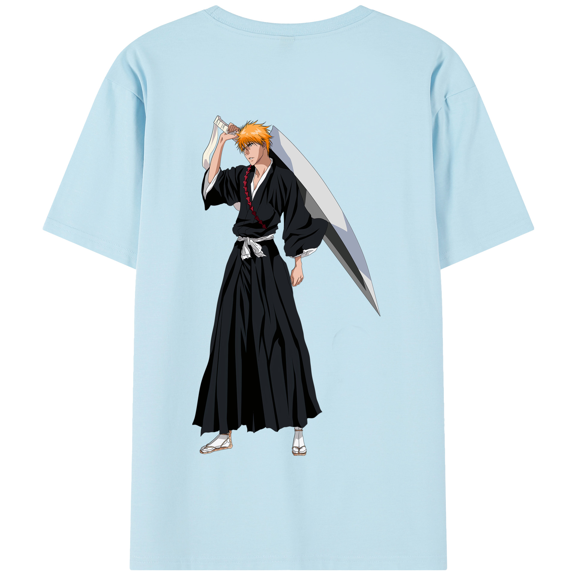 （画像用） ブリーチ 黒崎一護（くろさき いちご）BLEACH Kurosaki Ichigo 綿100％半袖Tシャツ（背面プリント）